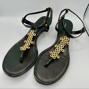 Diane von Furstenberg Strappy Sandals Black Gold